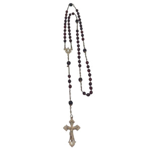 Rosary Silver w Garnet Colored Stones