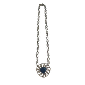 Necklace Silver w/ Blue Heart Stone
