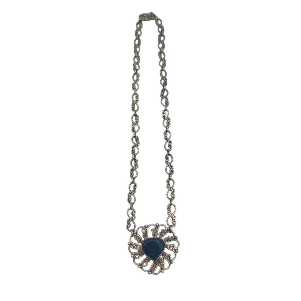 Necklace Silver w/ Blue Heart Stone