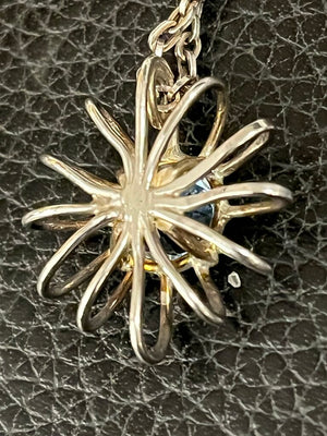 Sterling Silver Starburst Aquamarine Pendant + Chain