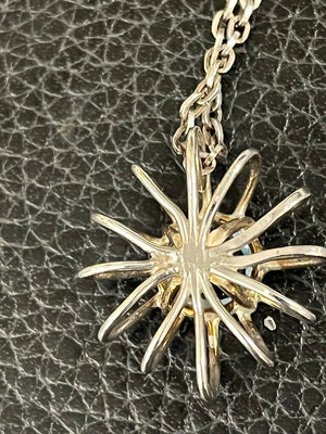 Sterling Silver Starburst Aquamarine Pendant + Chain