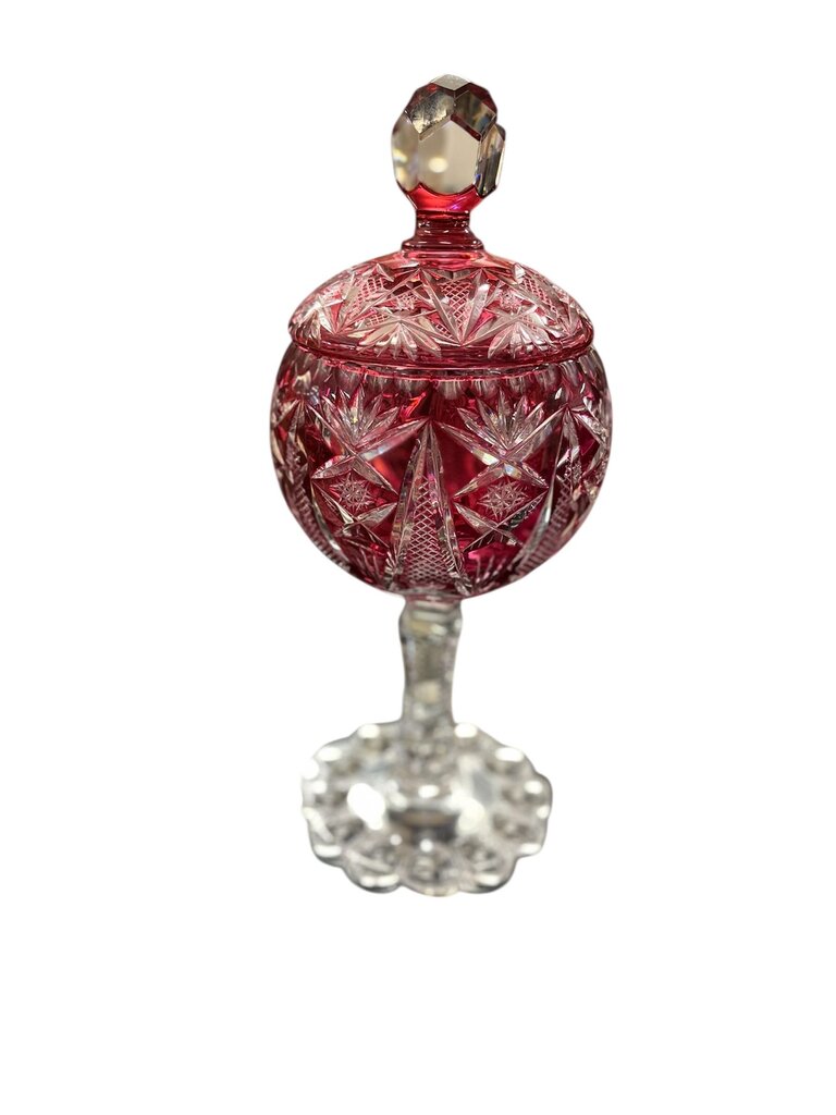 Vintage Bohemian Ruby Comport Dish 15 Inch