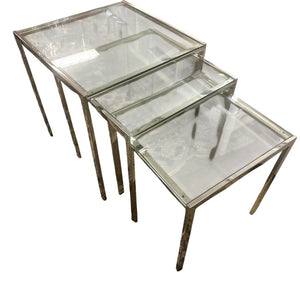 Glass and Chrome Nesting Tables Set (3)