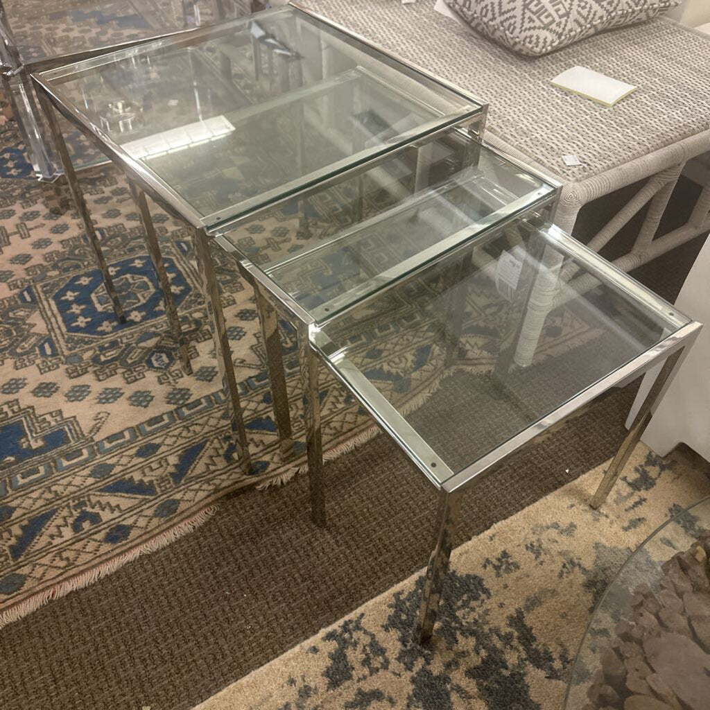 Glass and Chrome Nesting Tables Set (3)