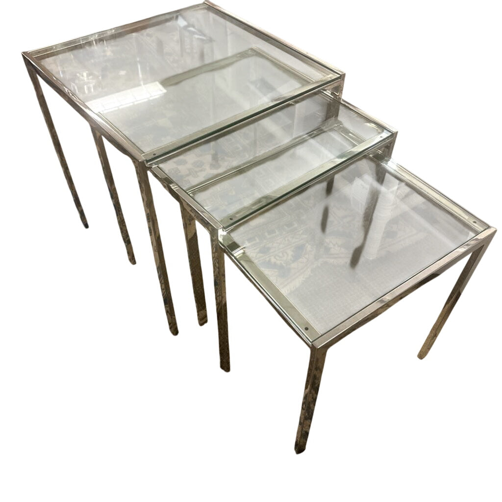 Glass and Chrome Nesting Tables Set (3)
