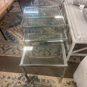 Glass and Chrome Nesting Tables Set (3)