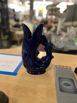 Shreve Cobalt Gurgling Cod Pitcher 11 Inch (Repaired)