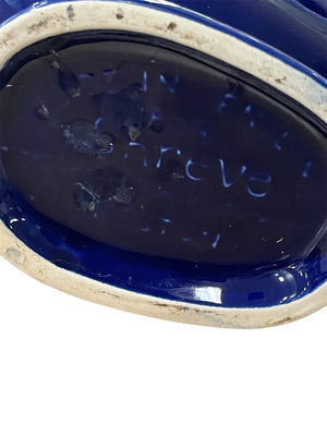 Shreve Cobalt Gurgling Cod Pitcher 11 Inch (Repaired)