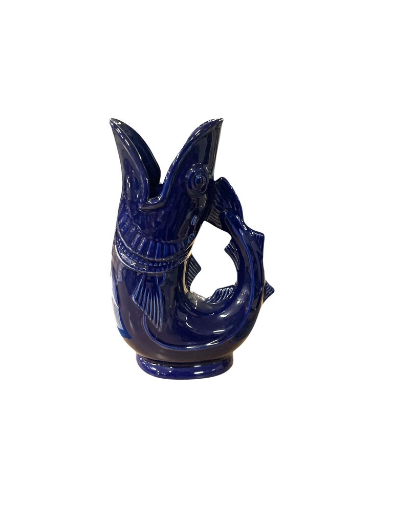 Shreve Cobalt Gurgling Cod Pitcher 11 Inch (Repaired)
