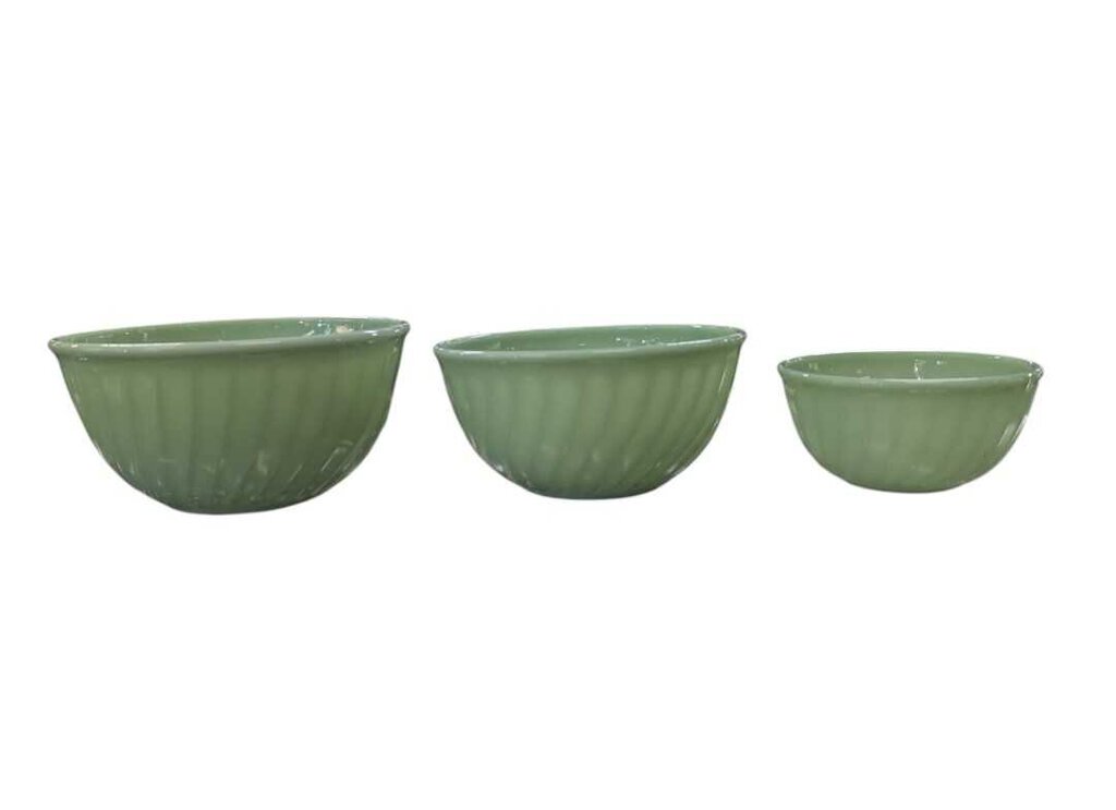 Fire King Jadeite Swirl Mixing Bowls "Set of 3"