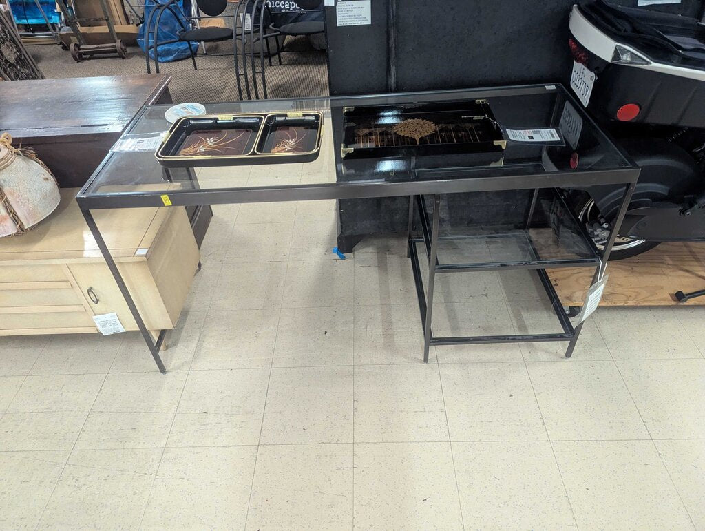Glass And Metal Desk Modern Home Office Furniture Miss Daisys Consignment