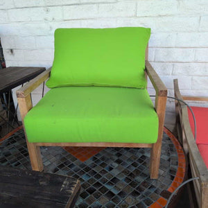 Teak Chair w/Lime Green Cushions