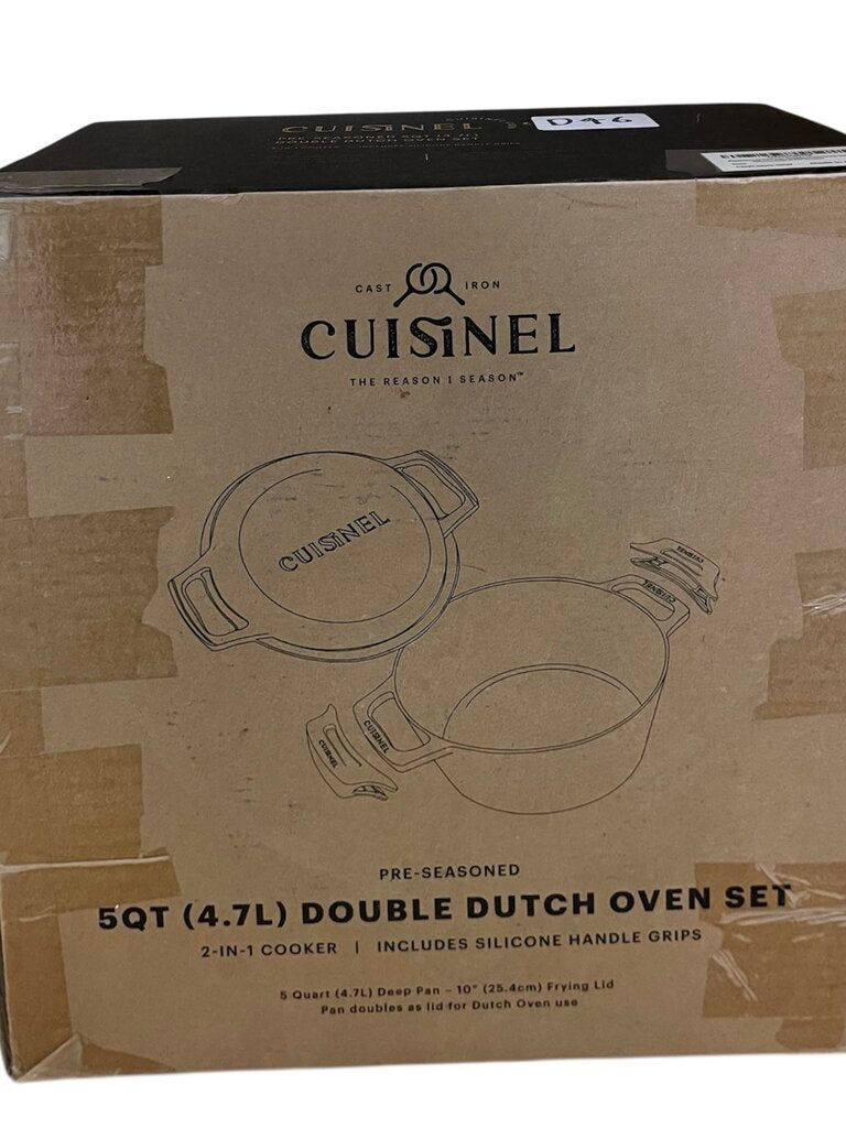 Cuisinel Pre-Seasoned 5 QT Double Dutch Oven NEW