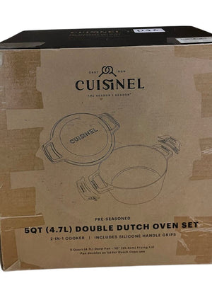 Cuisinel Pre-Seasoned 5 QT Double Dutch Oven NEW