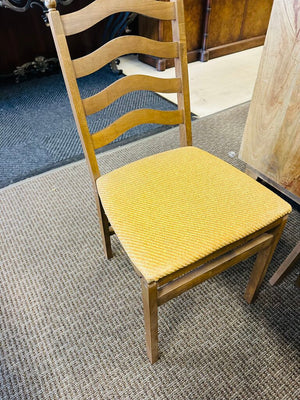 Vintage Wood Folding Chairs Pair With Mustard Upholstered Seats