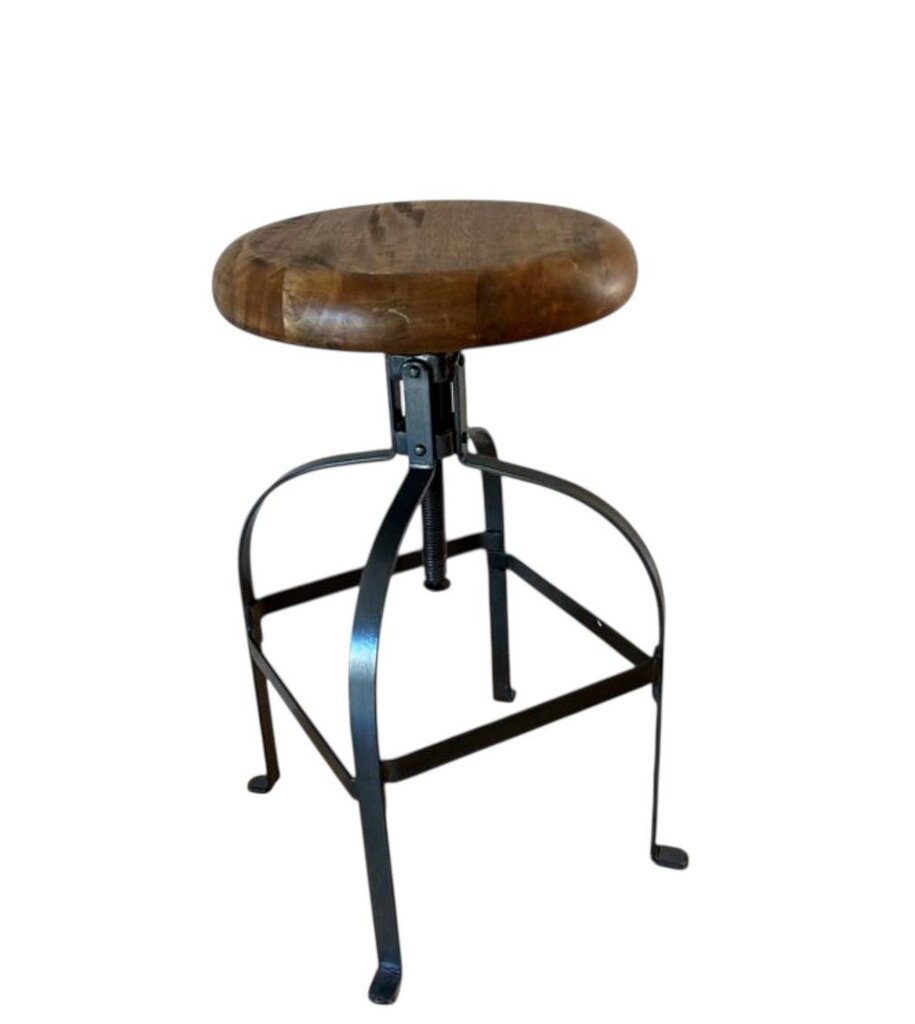 Adjustable Iron and Wood Bar Stool