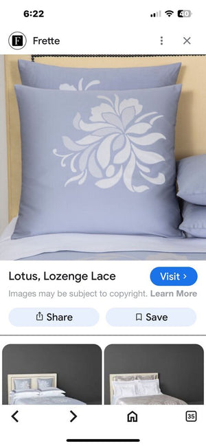 Frette Lotus, Bicolore Lozenge Lace Pillow Sham 24x24