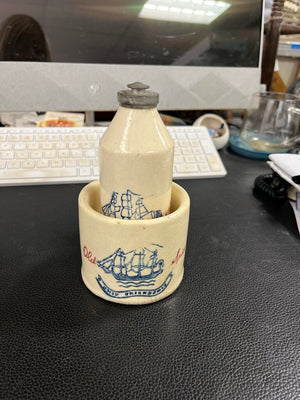 Vintage Old Spice Shaving Mug + Talcum Powder Bottle