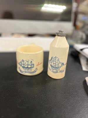 Vintage Old Spice Shaving Mug + Talcum Powder Bottle