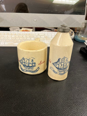 Vintage Old Spice Shaving Mug + Talcum Powder Bottle
