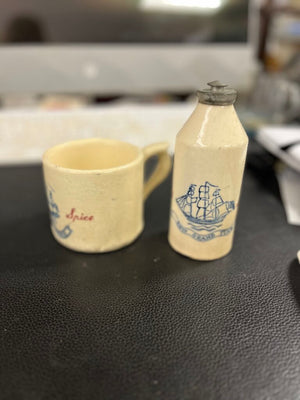 Vintage Old Spice Shaving Mug + Talcum Powder Bottle