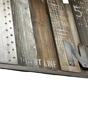 Renwil Brooklyn & G 25 St Line Sculpture Hand-painted on wood and embellished with metal accents.