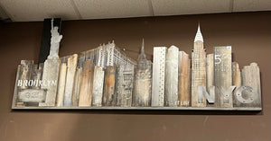 Renwil Brooklyn & G 25 St Line Sculpture Hand-painted on wood and embellished with metal accents.