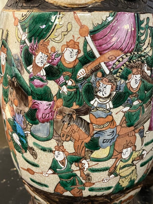 Antique Chinese Nanking Famille Rose Lamps Pair