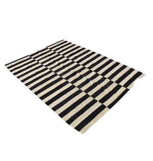 Black & Cream Hand Woven Wool Kilim 90x65 7.5x5.41