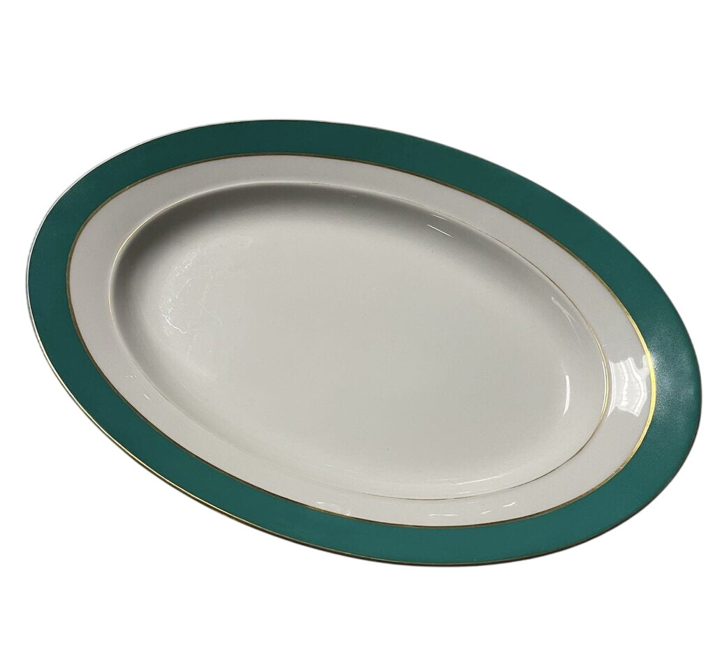 Haviland & C. Parlon Coco Style Teal Gold Platter 9.5 Inch