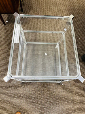 Milo Baughman Style Chrome Glass Side Tables (pair) 22x24x24