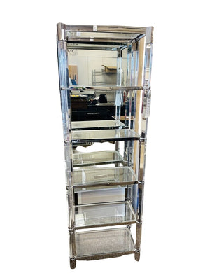 Milo Baughman Style Chrome Glass Etegere 23x14x72