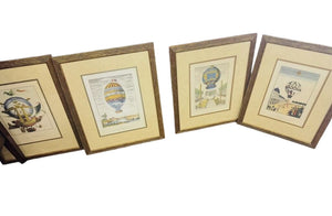 Framed French Hot Air Balloon Prints (set of 4)
