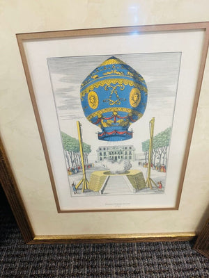 Framed French Hot Air Balloon Prints (set of 4)
