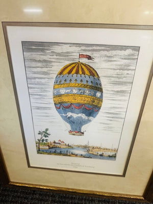 Framed French Hot Air Balloon Prints (set of 4)