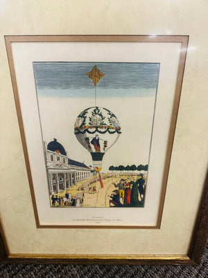 Framed French Hot Air Balloon Prints (set of 4)