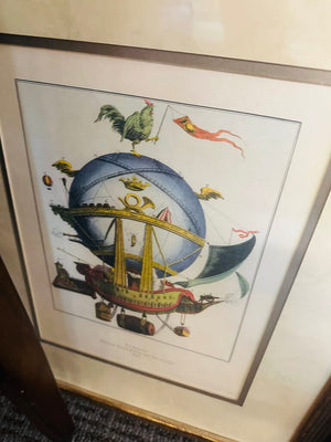 Framed French Hot Air Balloon Prints (set of 4)