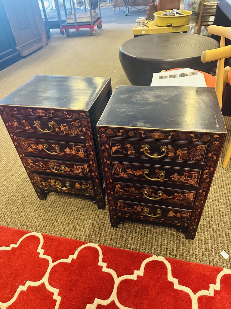 Lacquered Chinoiserie Chest of Drawer (pair)