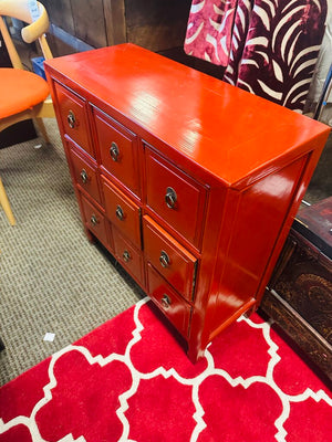 Red Apothecary Cabinet