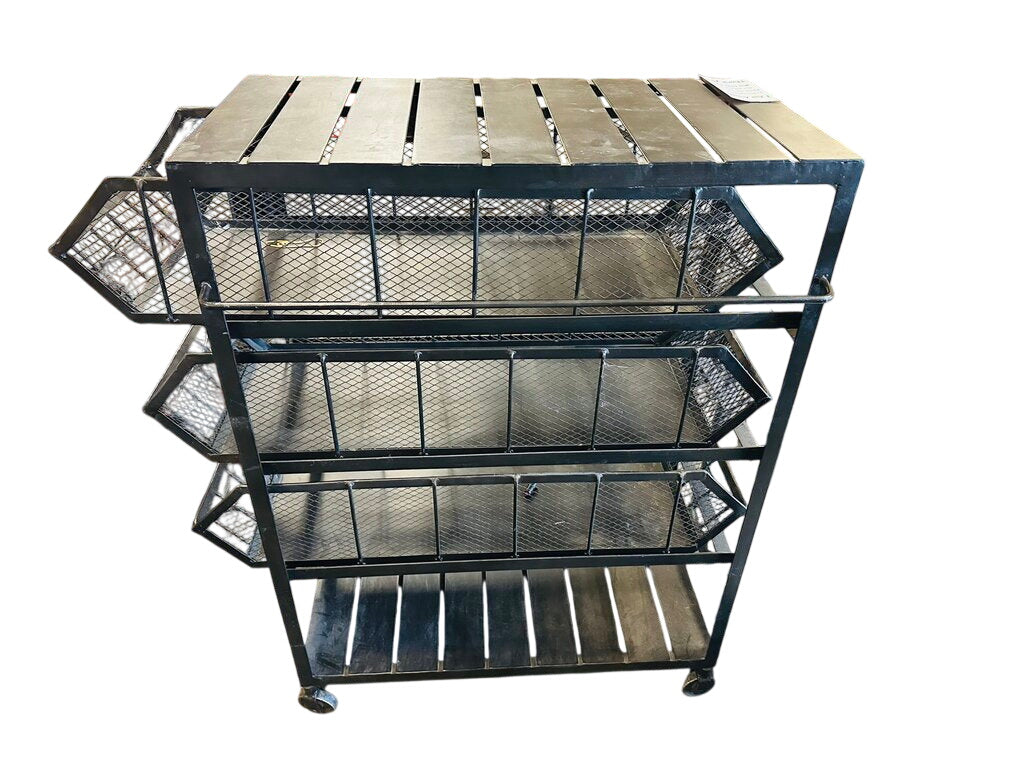 Black Metal Industrial Multipurpose Rolling Cart With Drawers