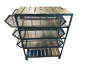 Black Metal Industrial Multipurpose Rolling Cart With Drawers