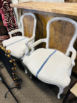 French Cane Armchair With Cushions(pair)
