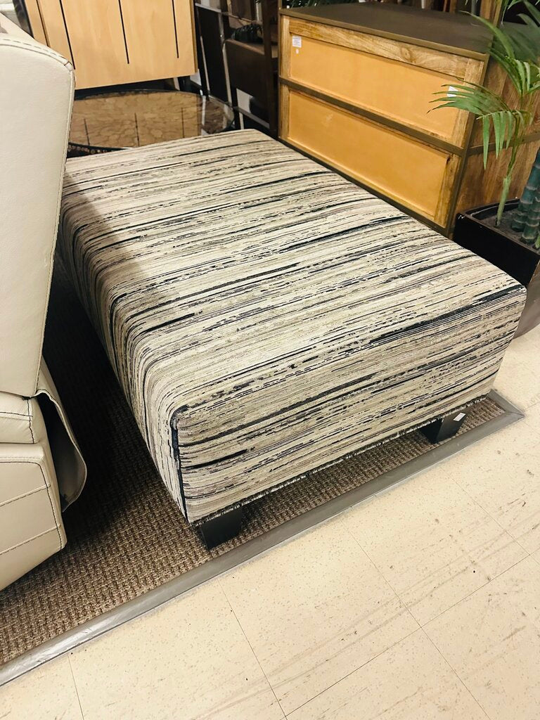 Striped Upholstered Ottoman