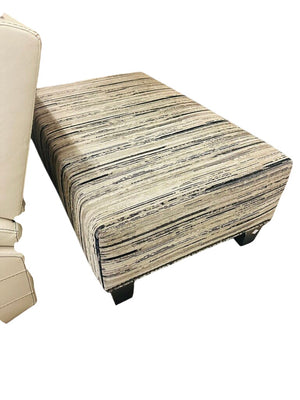 Striped Upholstered Ottoman