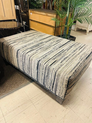 Striped Upholstered Ottoman