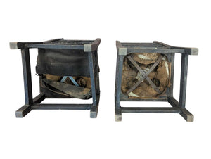 Antique Carved Chairs with Leather Seats (Pair)
