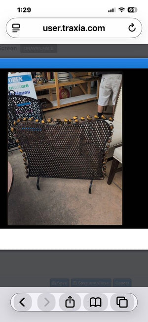 San Miguel Style Black Iron Brass Birds Fireplace Screen