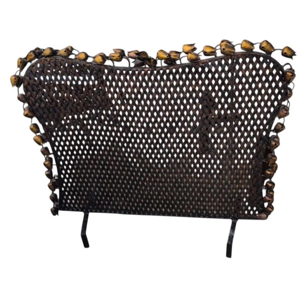 San Miguel Style Black Iron Brass Birds Fireplace Screen