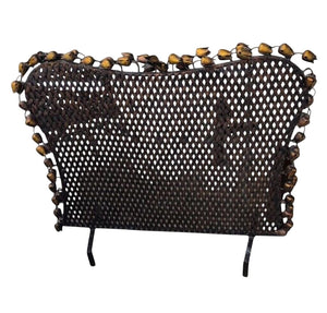 San Miguel Style Black Iron Brass Birds Fireplace Screen