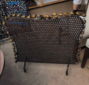 San Miguel Style Black Iron Brass Birds Fireplace Screen